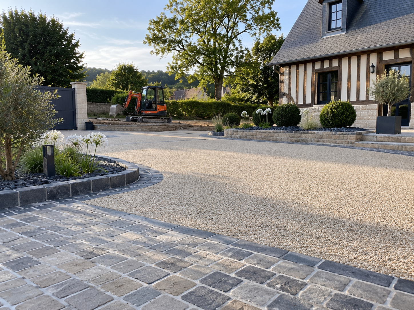 Cour et allée aménagées
